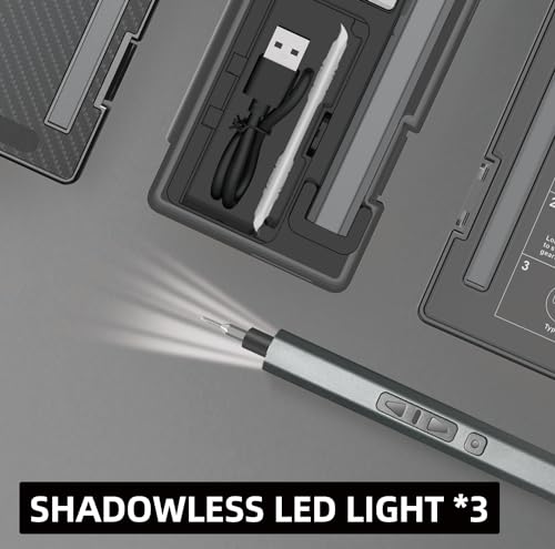 DTD 30-in-1 mini draadloze elektrische schroevendraaier precisieschroevendraaier met led 3 snelheden koppelinstelling 64-bits schroevendraaier voor telefoon, horloge, camera, pc, elektronica - Afbeelding 6