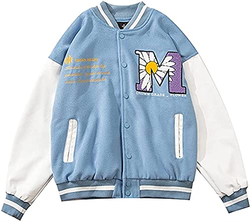 Veste De Baseball pour Hommes Veste Universitaire Unisexe Veste Universitaire Veste De Survêtement Vintage Streetwear Veste De Sport Surdimensionnée Patchwork (Color : Green, Size : XX-Large) Cover