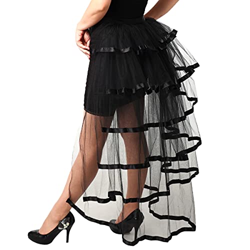Graceart Victorian Steampunk Tie-On Bustle Skirt Tutu Belt Lace Underskirt (Black Hem) #TOP5