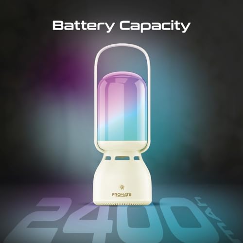 Image of Promate Portable Speaker Lantern with 2400mAh Battery and 7-Hour Playtime, 5W Bluetooth 5.1 Speaker Output with 8 RGB Light Modes, Intuitive Touch Control, Touch Control, CampMate-5