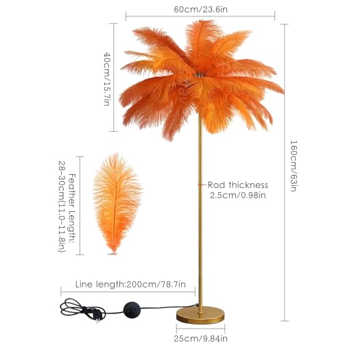 Lámpara de plumas naturales regulable con base D estable para iluminar tu salón 4