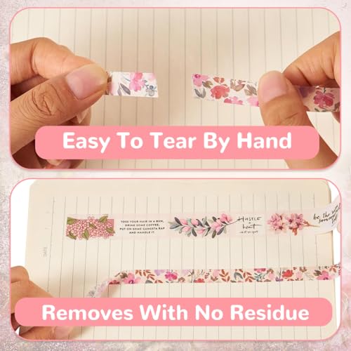 Image of HASTHIP 20 Rolls Washi Tape Set in 5 Sizes, Pink Floral Vintage Decorative Masking Tape for Scrapbooking, Journaling, Planners, DIY Crafts & Art Projects, 6.6ft Per Roll
