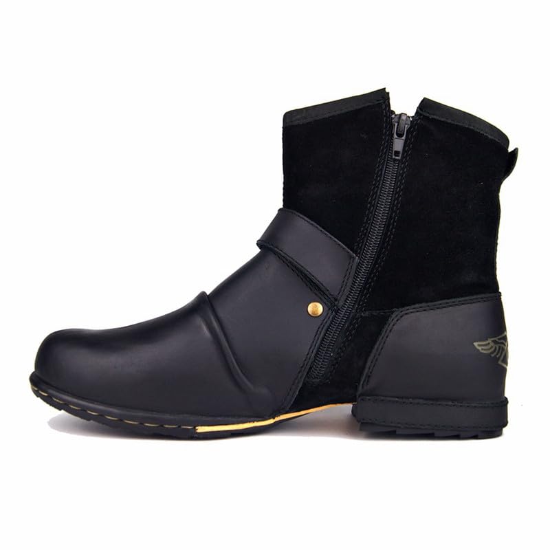 Men's Retro Hiking Boots Classic Breathable Lightweight Non-Slip Outdoor Zip Motorcycle Boots Cowboy Boots4