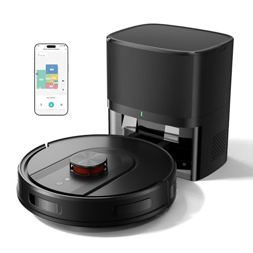 Robot Vacuum and Mop Combo with Self-Emptying, Customizable Map Cleaning with LiDAR Navigation, 6000Pa Suction, Smart No-Go Zones, 70Days Hands-free Robotic Vacuum Cleaner for Floor, Carpet, Pet Hair