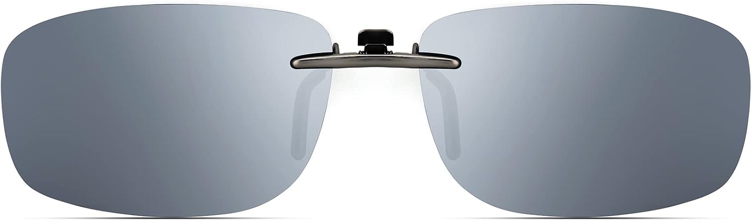 CAXMAN Polarized Clip On Sunglasses Over Prescription Glasses Men Women Compact Fit Non-Flip Up