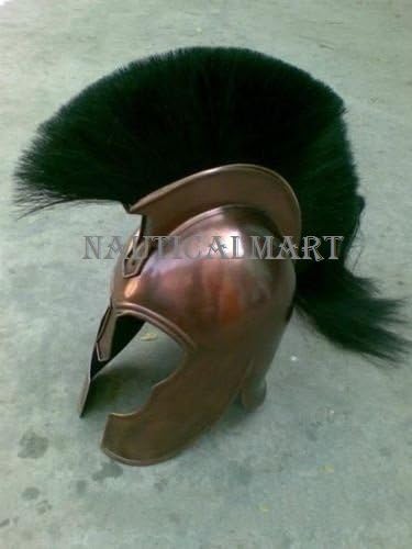 Troy Helmet Copper Finish with Black Horse Hair Plume by Nauticalmart