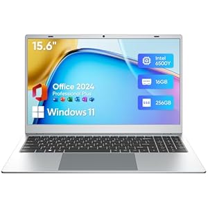 Computadora portátil, 16 GB de RAM, portátil de 256 GB SSD, Intel 6500Y, pantalla IPS de 15.6 pulgadas 1080P Win11 Pro para escuela, negocios, soporte WiFi 5, BT 5.2