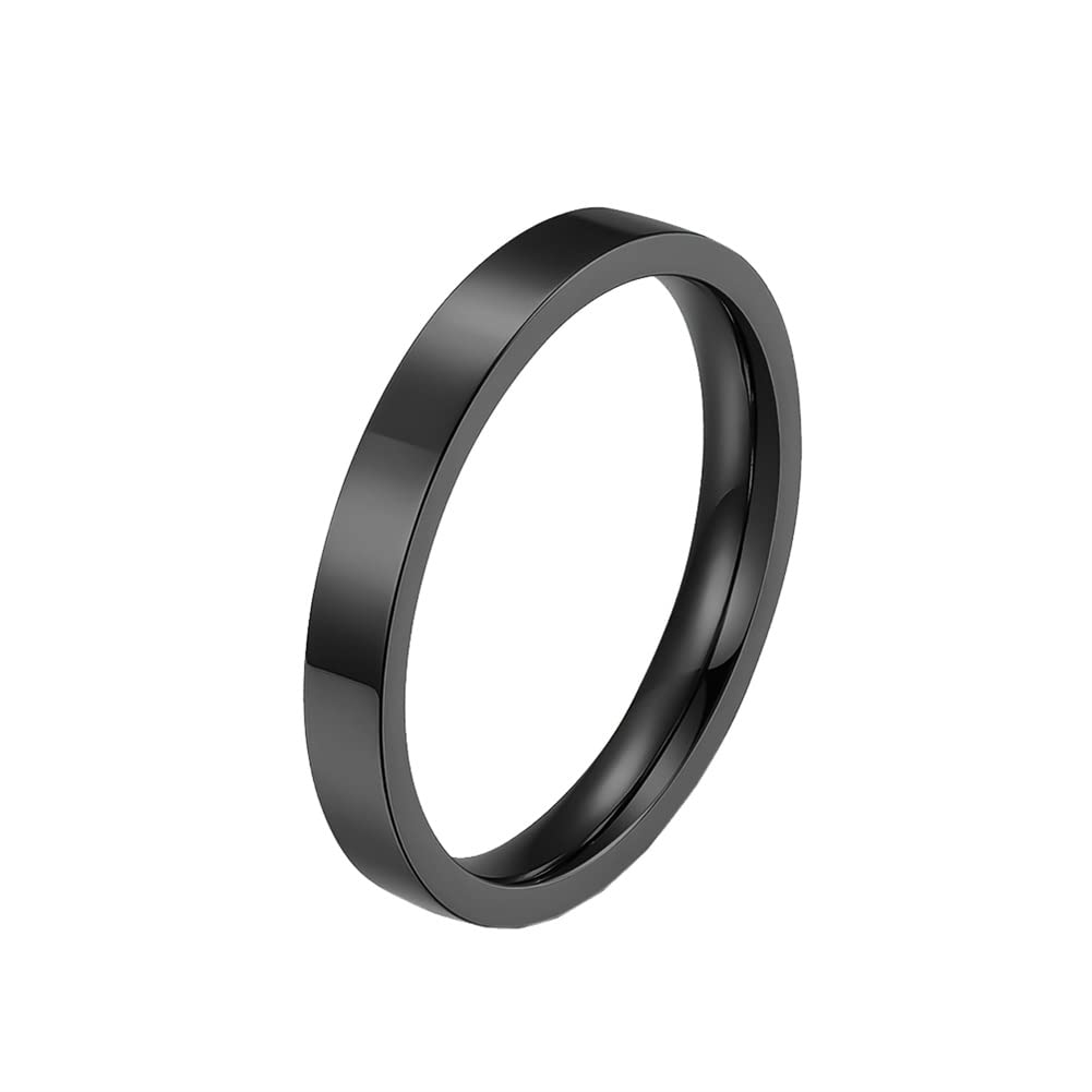 HIJONES Anillo Liso de 3MM para de Los Hombres de Acero Inoxidable Diseños Apilables de Banda de Propuesta de Matrimonio Pareja