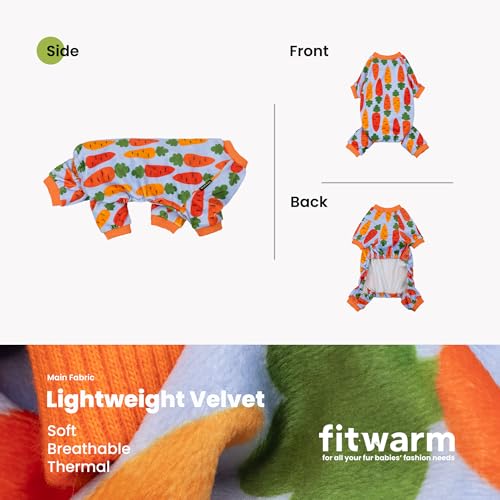 Image of Fitwarm Carrot Dog Flecce Pajamas, Funny Easter Outfit for Small Dogs Boy Girl, Cute Pet Clothes, Blue, Orange, Red, Green, Small