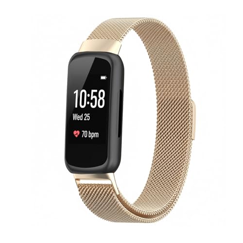 Plkjiu Watchband Metal Strap Compatible with Fitbit Inspire 3 - Adjustable Stainless Steel Magnetic Band for Women Men Replacement Strap Compatible with Fitbit Inspire 3 Fitness Tracker (champagne)