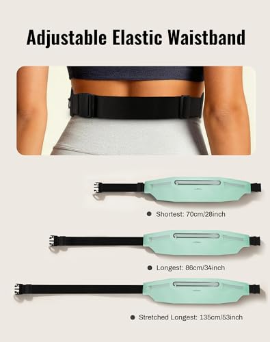 Running Belt for Women & Men-Ultra Light Slim Running Belts with Water-Resistant Phone Holder, 3 pockets Adjustable Waist Strap, Reflective Safety Design for Running, Hiking, Travel，Fitness — view 5