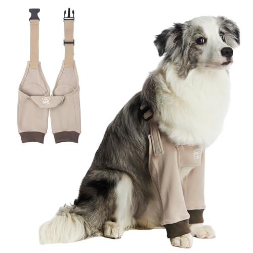 Image of Dogs Elbow & Shoulder Protectors for Medium or Large Pets 30lbs to 50lbs - Soft Cotton Brace Pads for Elbow Hygroma, Dysplasia, Osteoarthritis, and Joint Relief, Khaki, XXL