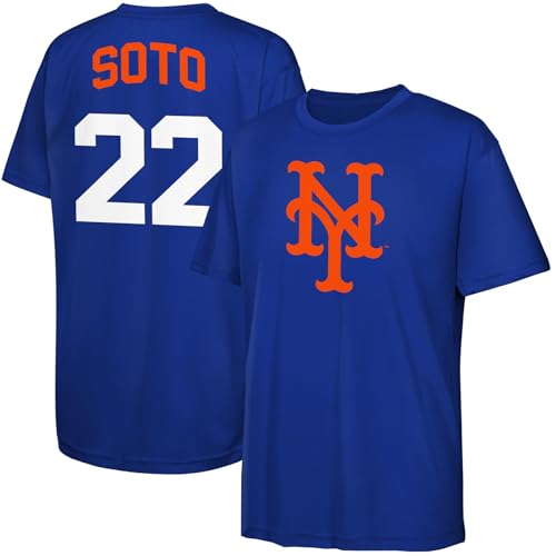 Juan Soto New York Mets MLB Kids 4-20 Blue Official Name & Number Performance Jersey T-Shirt (Size 10-12 Juan Soto New York Mets Blue)