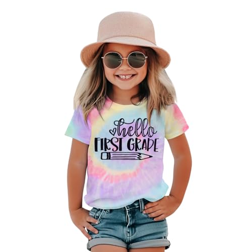Image of MODNTOGA Kid Girl Boy First Day of School Shirt Back to School T-Shirt Hello Kindergarten 1st 2nd 3rd Grade Graphic Tee Tops