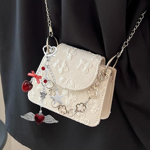 [Mllepjdh] Heart Keychain Star Bowknot Charm Multifunctional Decorative Fashion Pendant Gift Trendy Accessories for Teens and Young Adult Women, Oh!