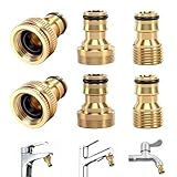 6 Stück Universal-Wasserhahnanschluss 1/2 und 3/4 Wasserhahn Adapter Gartenschlauch Anschluss Messing Schlauchadapter Schlauchkupplung für Garten