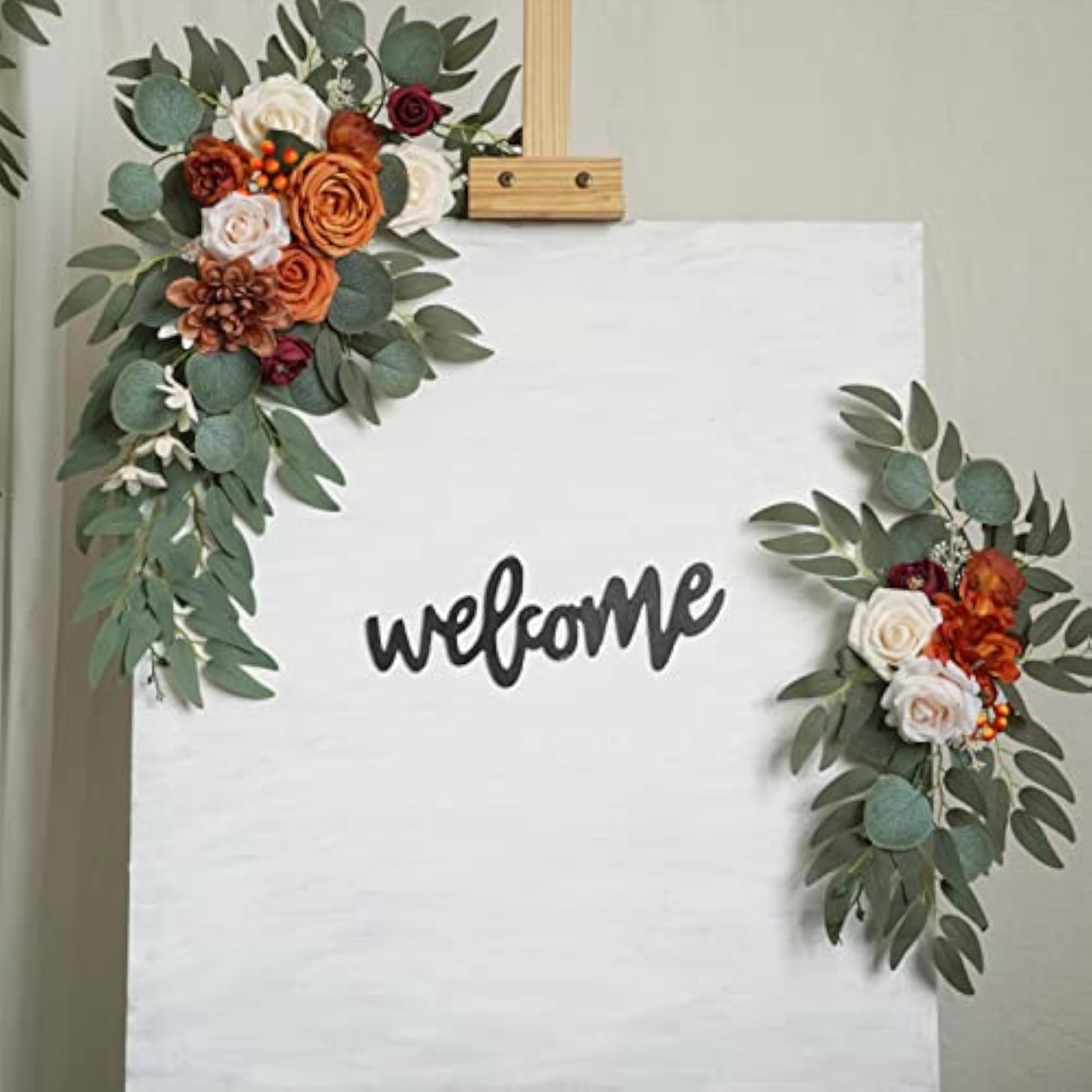 Orange Artificial Wedding Arch Flowers Kit