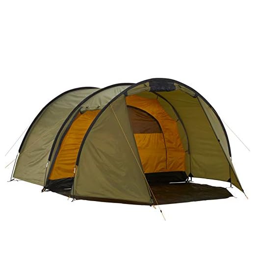 Grand Canyon Robson 4 - Tienda de túnel para 4 Personas, Ultraligera, Impermeable, tamaño pequeño, Tienda para Trekking, Camping, Exterior | Capulet Olive (Verde)