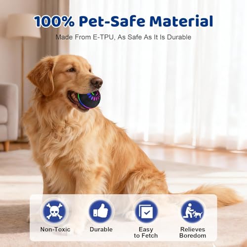 Pipihome Interaktives Hundespielzeug Ball, Hundeball Elektrisch Automatisch Rollender mit LED-Lichtern Spielball, Hundespielzeug Intelligenz für Kleine/mittlere/große Hunde, USB Wiederaufladbar