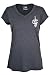 NBA Women's Cleveland Cavaliers Burnout Rhinestone V-Neck Short Sleeve T-Shirt Top, X-Large, Heather Charcoal