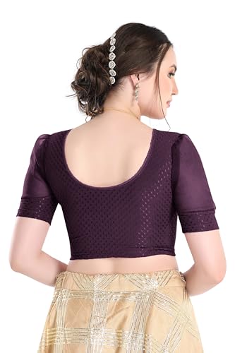 Image of FINESTFIT Stay On Trend Fashion 100% Cotton Readymade Blouses for Women,Round Neckline with Organza Balloon Sleeves.