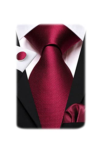 Image of Hi-Tie Men 63inches Tie Set Extra Long Necktie Paisley Tie Pocket Suqare Cufflinks Big and Tall Men Tie
