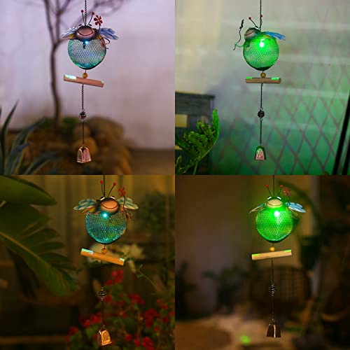 Wtreew Solar Bee Bird Feeder Squirrel Proof For Outside - Unique Cute Metal Animal Shaped Wild Bird Feeder With Solar Light, Wind Chime, Gift For Bird Lovers(Bee) #TOP2