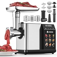 AAOBOSI Tritacarne Elettrico [3000W Max] con Display LED - 9 Velocit&agrave; Regolabili, con Accessori Affettare, Insaccatrice e Preparatore Kibbe - Contenitore Stoccaggio Integrato per Uso Domestico