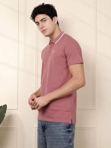 Image of WROGN Men's Cotton Blend Polo T-Shirt | Solid | Slim Fit