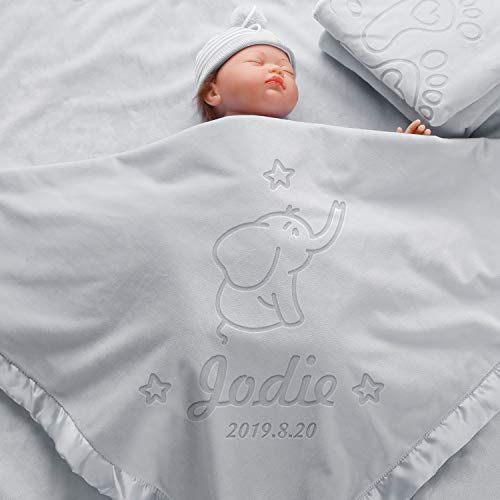 AW BRIDAL Personalized Baby Blanket Gift Elephant Baby Stuff Newborn Receiving Blankets-