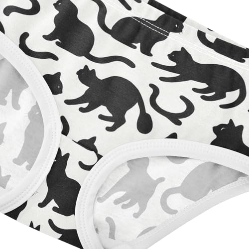Joisal Black Cat White Silhouette Cute Panties Girl Toddler Underwear Floral Cotton Flower Kids Undies Briefs 2t4