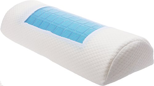 Mindful Design Cooling Gel Memory Foam Semi Roll Pillow - Lumbar Support Wedge Pillow for Back and Knee Pain Relief (White, Large)