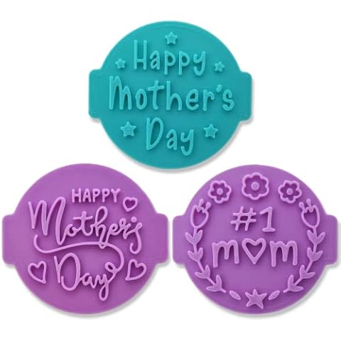 Happy Mothers Day (Set of 3 Stamps) Embosser Stamp for Fondant, Icing, Cupcake, Cake, Biscuits, Decoration Cover