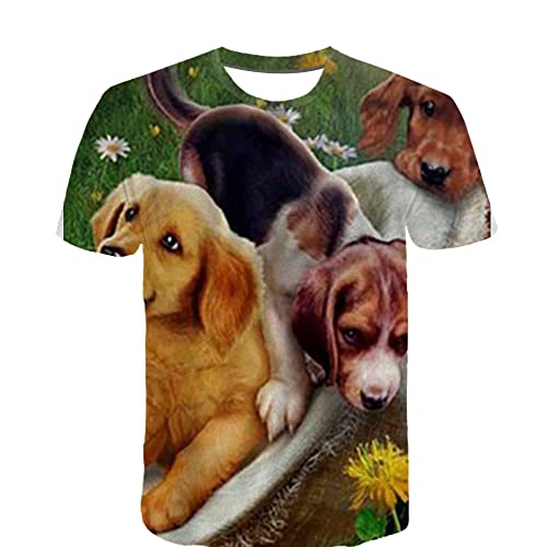 T-Shirt imprimé Chien Jardin T-Shirt Graphique imprimé en 3D décontracté personnalisé Haut à Manches Courtes Haut Taille S-3XL Cover