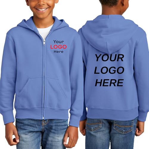 Custom hoodie Personalized Full-Zip Sweatshirt Customized Youth Core Fleece Full-Zip Hooded Sweatshirt