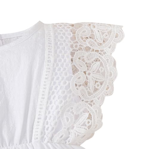 Image of Hopscotch Girls Cotton Lace Embellished Bodysuit in White Color