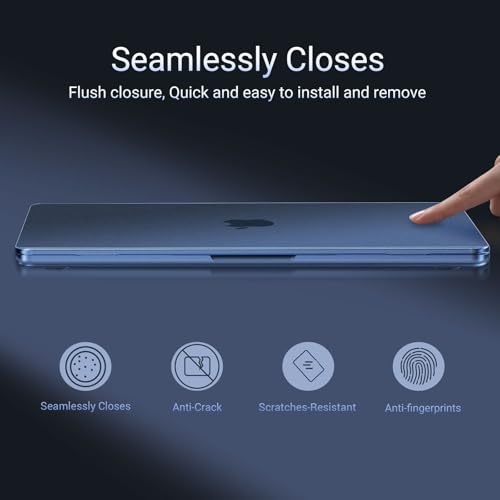 Image of MOSISO Compatible with MacBook Air 13 inch Case M5 2026 M4 M3 M2 2025-2022 A3449 A3240 A3113 A2681, 4 in 1 Kit Matte Hard Shell for MacBook Air 13.6 Case, Anti-Fingerprints&Ultra-Thin, Midnight Clear
