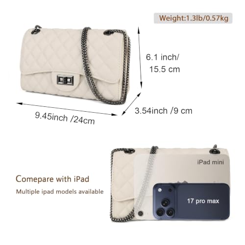 Image of Gladdon Quilted Crossbody Purse for Women Trendy Shoulder Bags | Stylish Shoulder Purse,Quilted Pattern,Structured bag,Chain Strap,Spacious Enough,Casual and Dressy Outfits,Any Occasion
