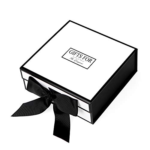 JiaWei Small Gift Box, Luxury Gift Box with Lid, Magnetic Gift Box with Ribbon, Hard Gift Box, Bridesmaid Proposal Box, Groomsman Box, Display Box for Presents, Weddings, Birthday (White-S)