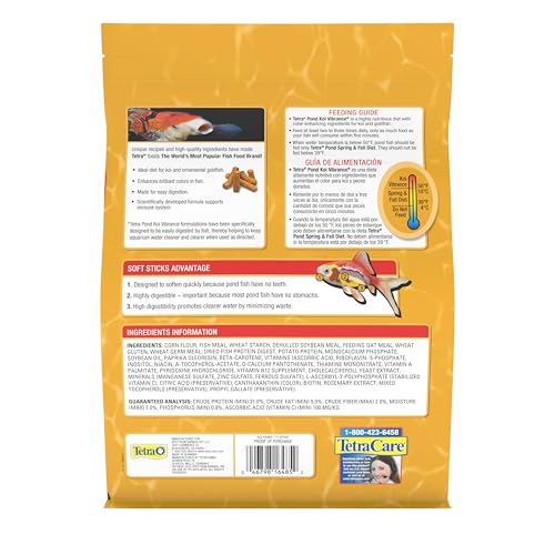 tetrapond koi vibrance soft sticks floating pond fish food for koi fish and ornamental goldfish 242 pounds