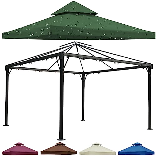 Toldo de repuesto impermeable de 3 m x 3 m, duradero, tela Oxford 300D, cubierta de cenador con ventilación superior para patio al aire libre y pérgola, diseño de 2 niveles