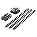 JOLLY Next Generation Graphite Set of 3 Graphite Pencils HB Black Wood Round Pen Shape with Subtle Design Including Black Eraser and Sharpener