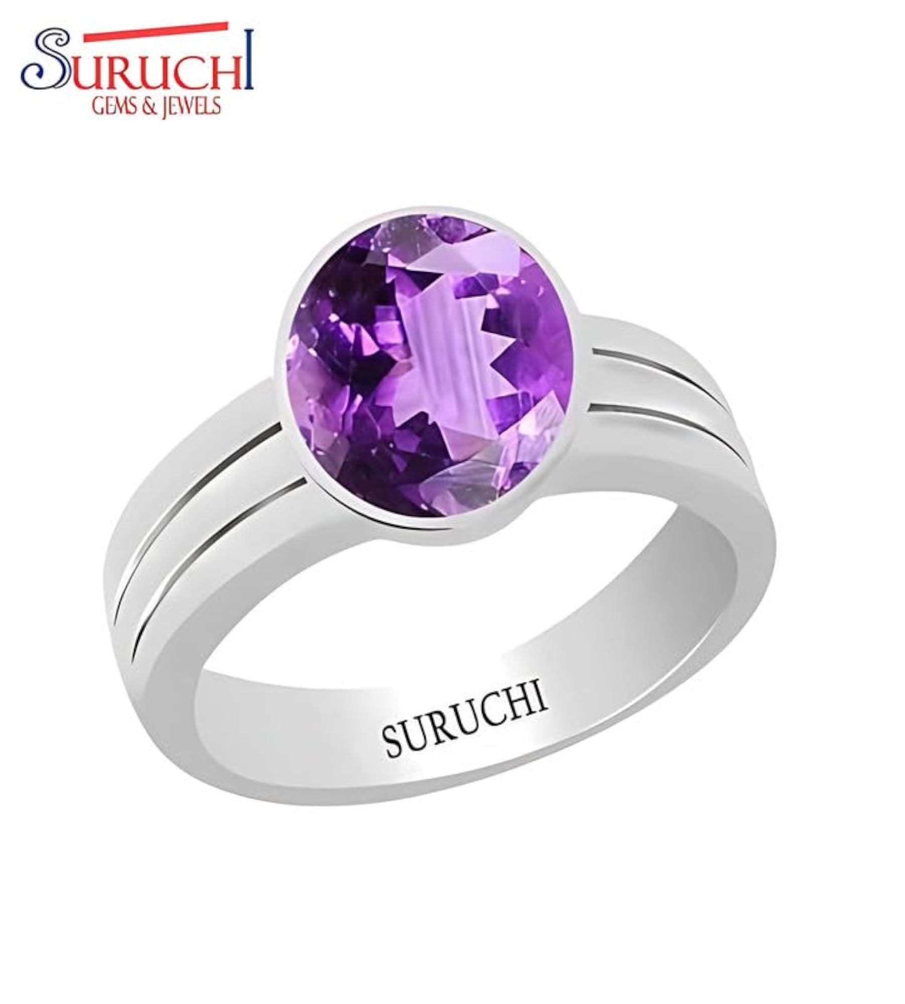 Sterling Silver Amethyst Astrological Gemstone Ring, Unisex