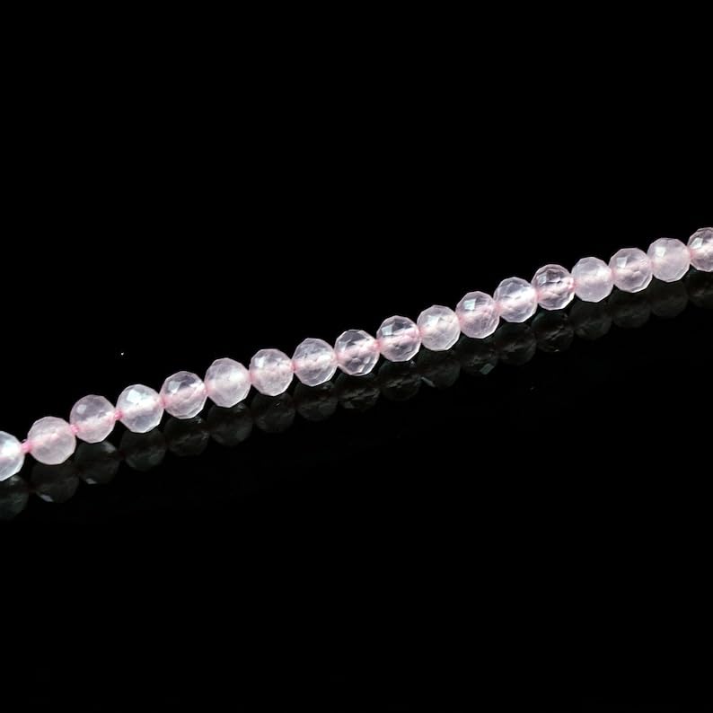 Quartz rose perles facettées de qualité supérieure pour colliers et bracelets