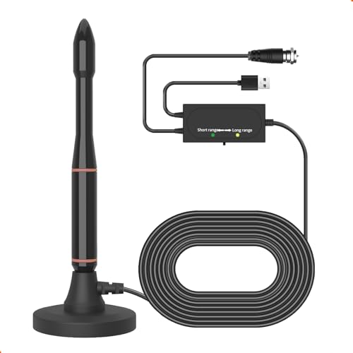 Antenna for Smart TV, TV Antenna Indoor for Local Channels, Long Range Digital Antenna for Old/HD TVs with Amplified Signal Booster, Easy to Install, Support 4K 1080p 16FT Coax Cable (Red)