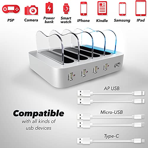 image for Poweroni 4 Port USB Charging Station - Fast Charging Dock for Multiple