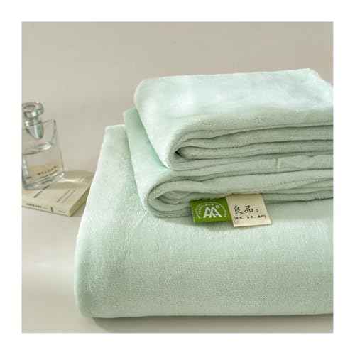 Drap Plat en Flanelle 1/2 Personnes 120x230cm à 240x270cm Ultra Doux Drap sans élastique Confortable et Moelleux en Polaire de Velours for d'hiver(Light Green,240x270cm)