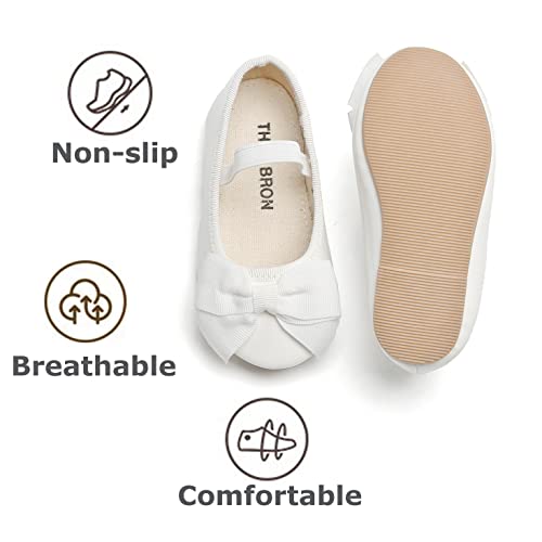 Thee Bron Toddler/Little Girl White Mary Jane Flats Princess Dress Shoes(G02,White/10M) #TOP7