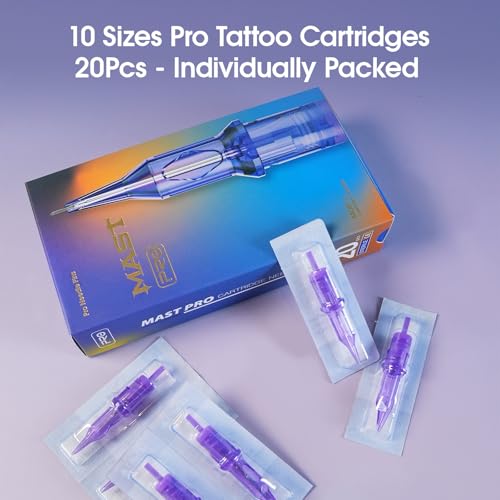 Image of Mast Tattoo Pro Tattoo Cartridges 20Pcs Assorted Mixed Sizes Standard 1RL 3RL 5RL 7RL 5RS 7RS 7RM 9RM 15RM Disposable Round Liner Shader Magnum Tattoo Needles for all styles