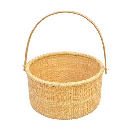 Panier de Pâques rond en rotin pour la chasse aux œufs des enfants